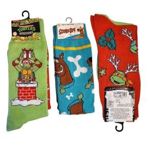 Teenage Mutant Ninja Turtles and Scooby Doo 3 Pairs Retro Crew Socks NWT